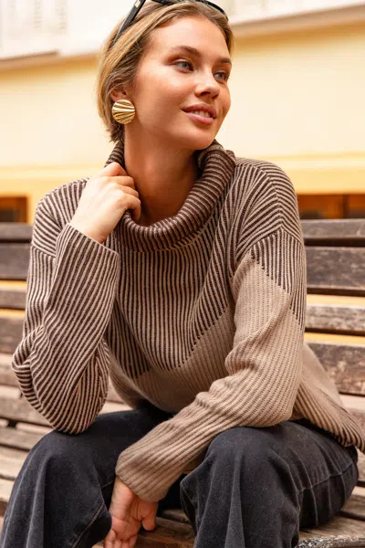 Cupshe Plenty Of Room Striped Sweater In Brown