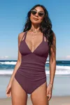 Cupshe Plum Plunging Tummy Control One-piece