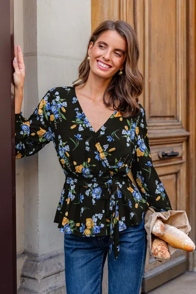 Cupshe Point Of View Floral Top In Black