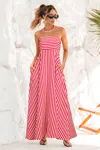 Cupshe Polished Retreat Striped Maxi Dress In Red