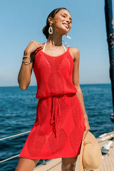 Cupshe Poolside All Day Orange Cover-up Mini Dress In Red
