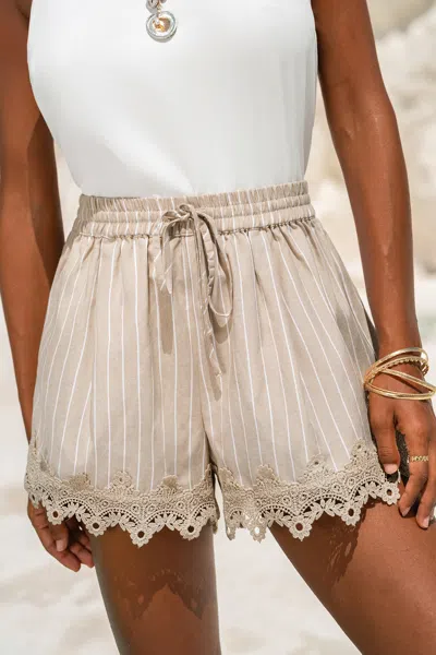 Cupshe Poppy Field Striped Shorts In Neutral