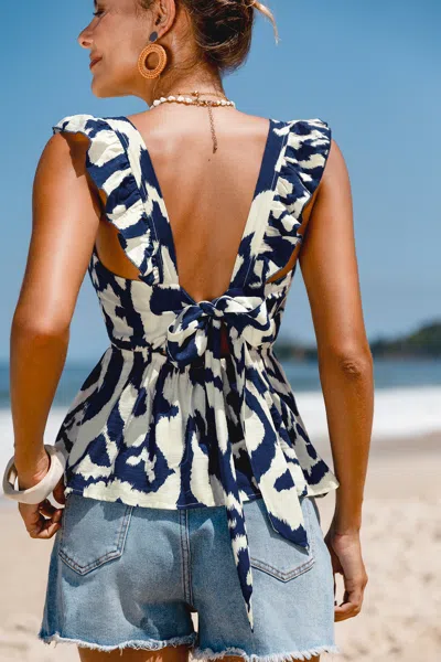Cupshe Postcard Crush Abstract Top In Blue