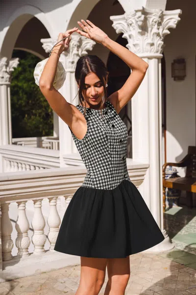 Cupshe Preppy Vibe Gingham Mini Dress In Black