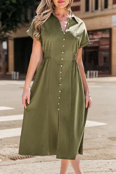 Cupshe Pressed For Time Green Midi Dress