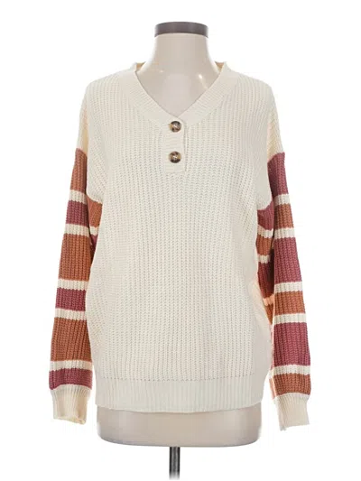 Pre-owned Cupshe Pullover Sweater In White