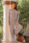 Cupshe Quiet Glow Khaki Pajama Set In Gray