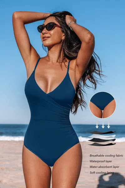 Cupshe Rainfall Blue One-piece Swimsuit