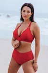 Cupshe Red Dd+ Bikini Top & Tummy Control Bottoms Set In Red