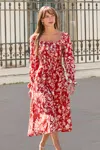 Cupshe Red Petal Floral Maxi Dress In Red