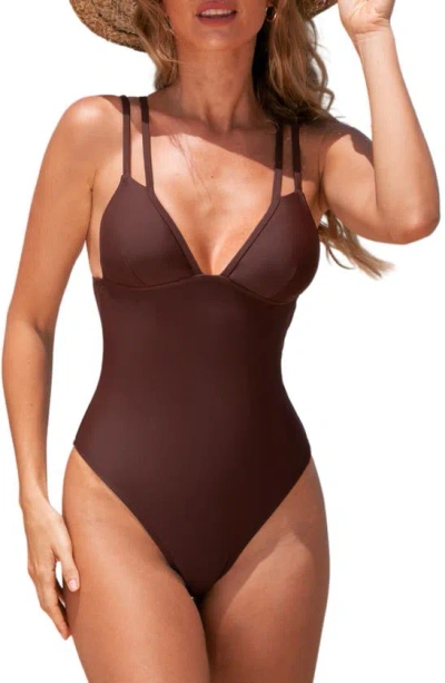 Cupshe Release Happiness One-piece Swimsuit In Brown