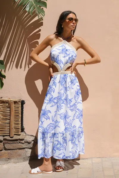 Cupshe Resort Classic Tropical Maxi Dress In Blue