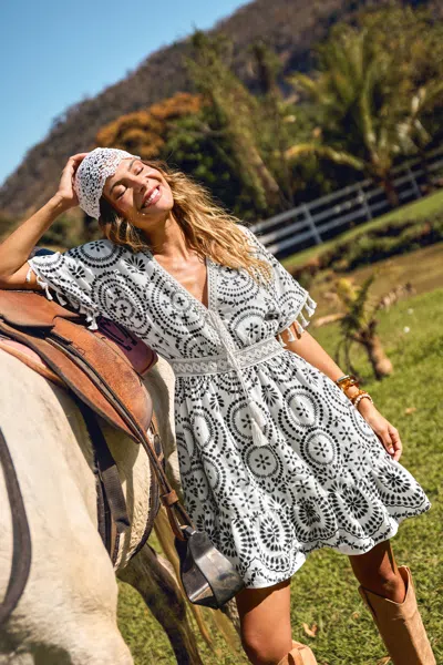 Cupshe Resort Life Ornate Mini Dress In Black