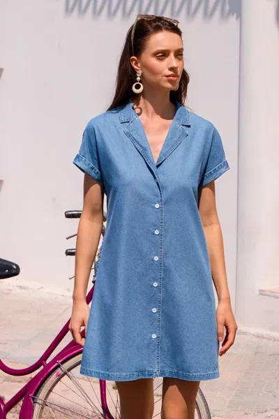 Cupshe Retro Picnic Blue Mini Dress