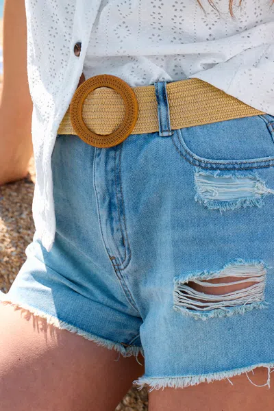 Cupshe Retro Summer Straw Belt In Nude