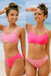 Cupshe Reversible Pink Leopard Bikini Bralette & Bottoms Set In Multi