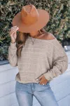 Cupshe Rib Knit Round Neck Long Sleeve Sweater In Gray