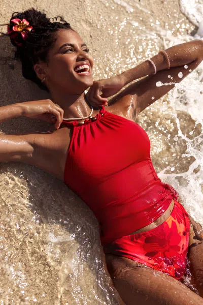 Cupshe Right Place Floral Tankini Set In Red
