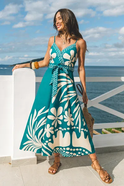 Cupshe Road Trip Tropical Maxi Dress In Blue