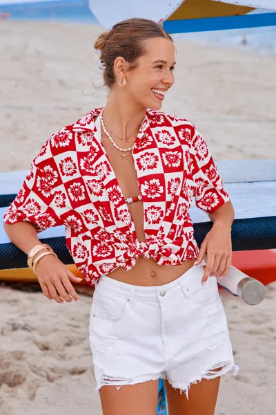 Cupshe Rosy Check Floral Top