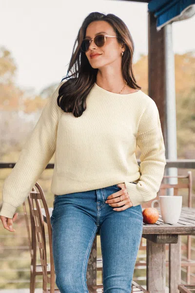 Cupshe Round Neck Backless Contrast Lace Sweater In Neutral