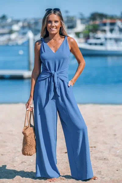 Cupshe Royal Blue Tie Waist Jumpsuit
