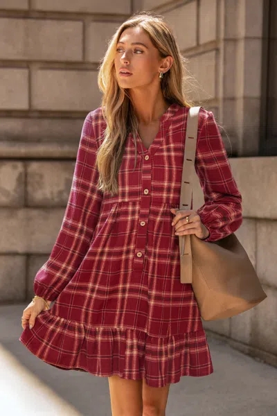 Cupshe Rustic Charm Plaid Mini Dress In Red