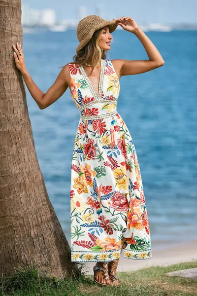 Cupshe Sabrina Tropical Maxi Dress In Neutral