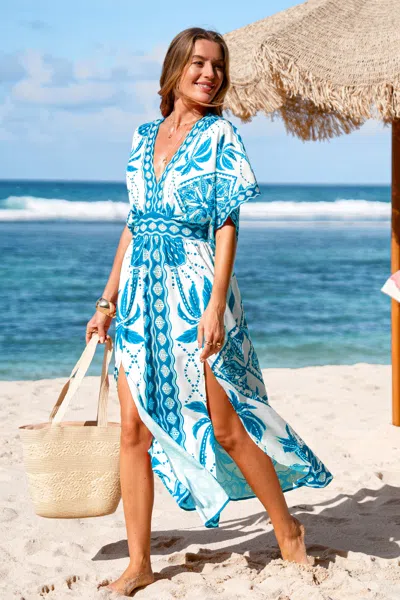 Cupshe Sahara Soul Ornate Maxi Dress In Blue