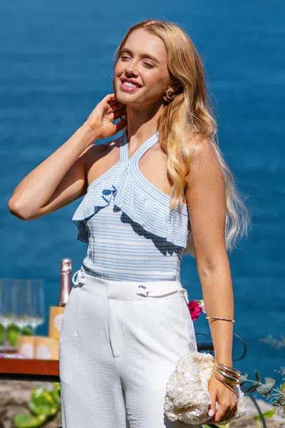 Cupshe Salt Air Striped Top In Blue