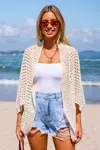 Cupshe Sandy Beach Open Front Crocheted Cover-up In Animal Print