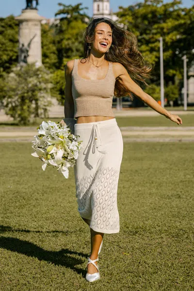 Cupshe Sandy Shores Beige Midi Skirt