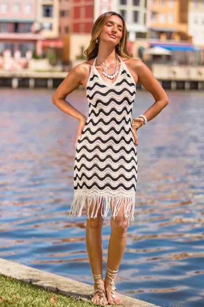 Cupshe Seasational Striped Cover-up Mini Dress In White