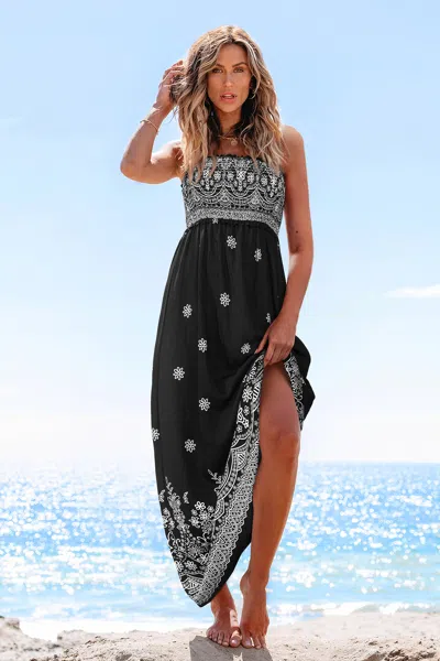 Cupshe Sedona Floral Maxi Dress In Black