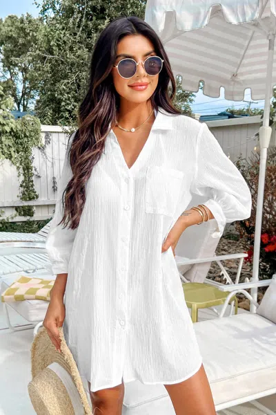 Cupshe Seersucker Tie Cuff Cover-up Dress