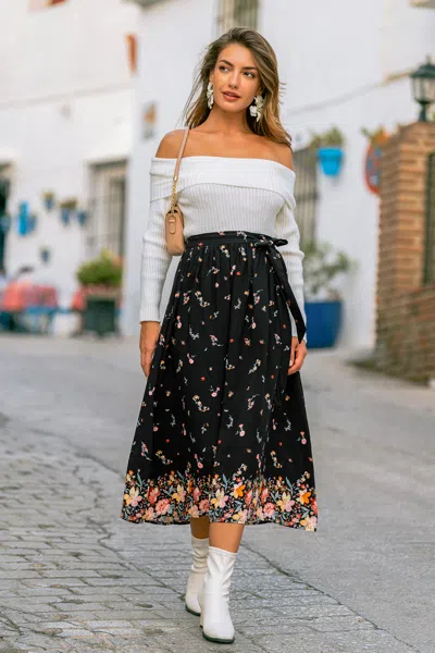 Cupshe Shadow Blossom Floral Maxi Skirt