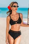 Cupshe Sheer Thing Black Bikini Set In Black