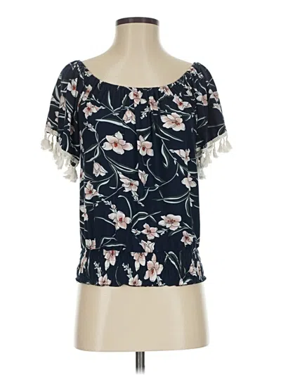 Pre-owned Cupshe Short Sleeve Blouse In Blue