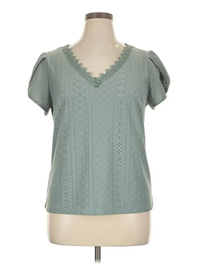 Pre-owned Cupshe Short Sleeve Blouse In Teal