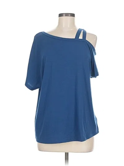 Pre-owned Cupshe Short Sleeve Top Blue Cold Shoulder Neckline Tops