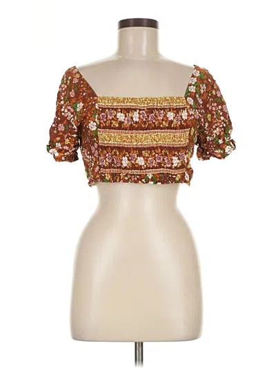 Pre-owned Cupshe Short Sleeve Top Gold Square Neckline Tops