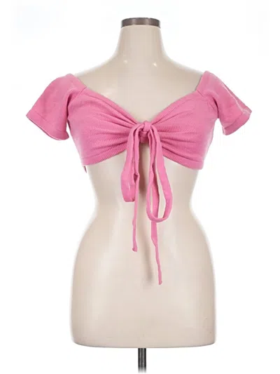 Cupshe Short Sleeve Top Pink Sweetheart Neckline Tops