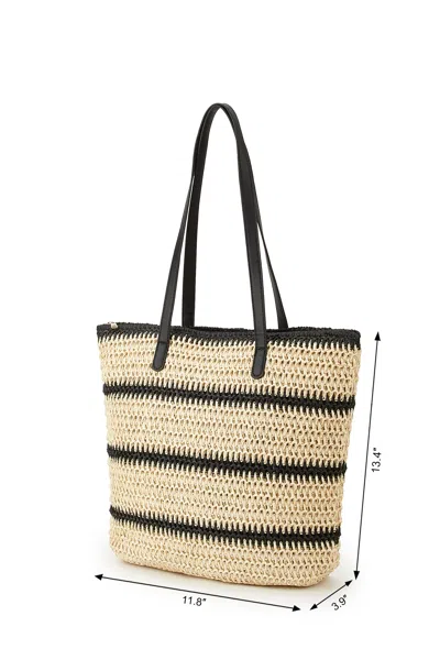 Cupshe Siren Energy Striped Straw Bag In Black