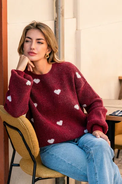 Cupshe Skip A Beat Heart Sweater In Red