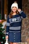 Cupshe Snowflake Blue Sweater In Brown
