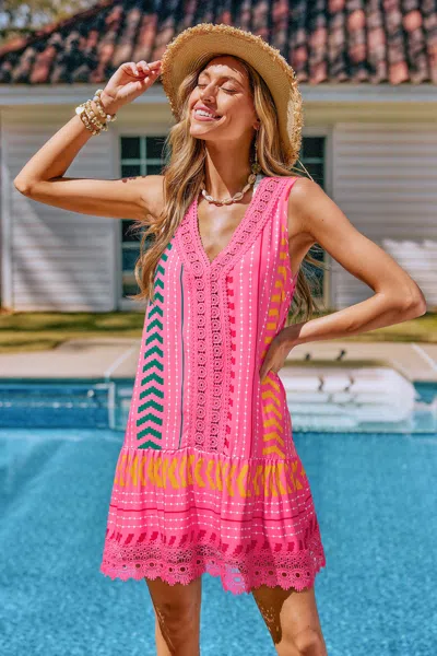 Cupshe So Cliché Geo Cover-up Mini Dress In Pink
