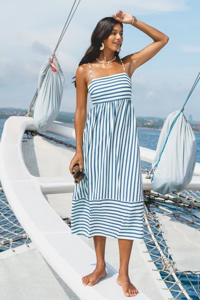Cupshe So Grounding Striped Maxi Dress In Blue
