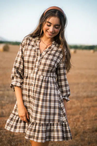 Cupshe Soft Autumn Plaid Mini Dress In Neutral