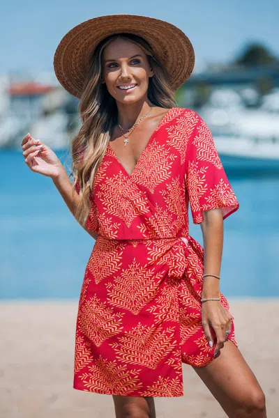 Cupshe Soft Fern Tropical Mini Dress In Red