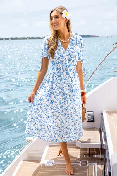 Cupshe Soft Launch Floral Maxi Dress In Blue